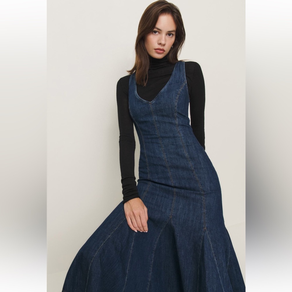 NWT Reformation Serafina Denim Midi Dress - Picture 11 of 11
